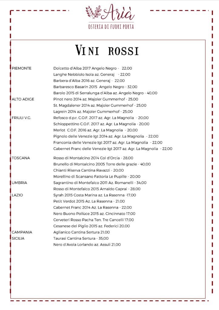 carta dei vini rossi 230519